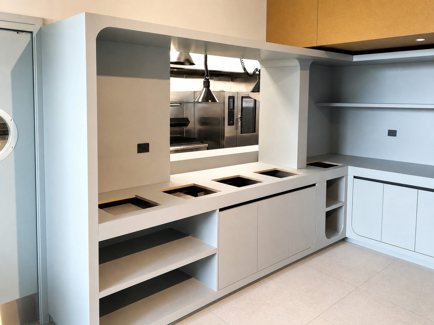 Media wall cabinetry and shelving