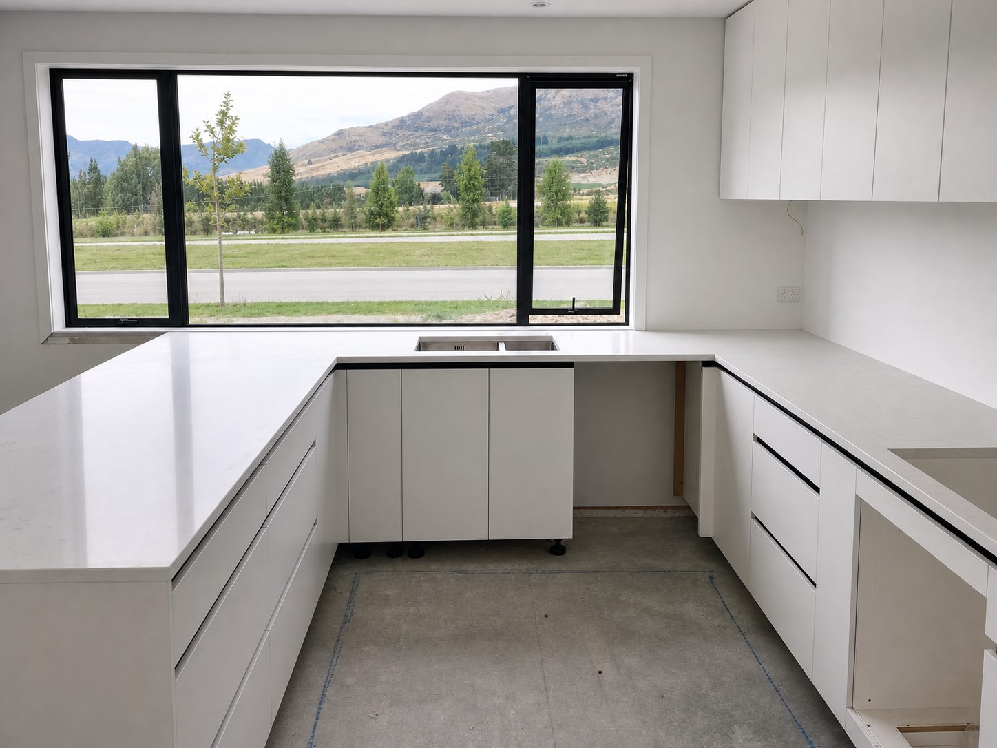 U-shaped kitchen cabinetry installation