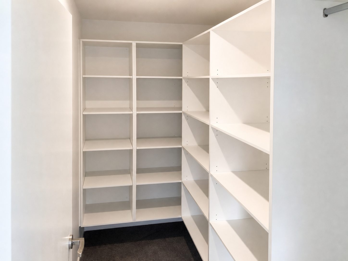 Walk-in wardrobe shelving installation